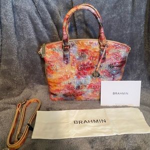 Brahmin crocodile satchel bag multi-color